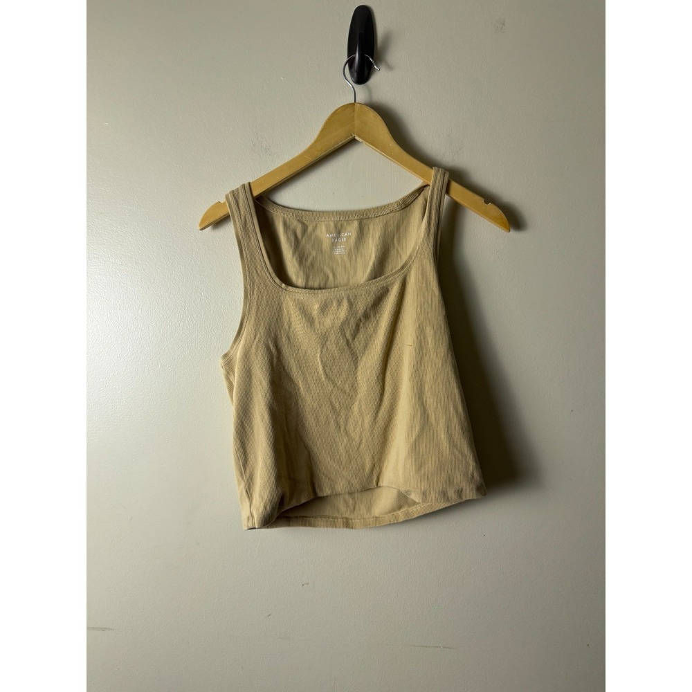 American Eagle Crop Tank Top Womens XL YellowRibbed Y2K Stretch Beach